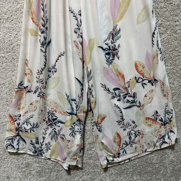 Free People Jumpsuit Island Time Floral Womens Small Cream One Shoulder Wide Leg - Picture 9 of 15